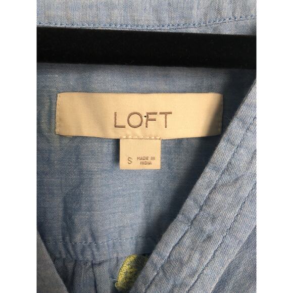 Loft Women's Small Cotton Rolled Sleeve Pineapple Button-Up Shirt - Picture 2 of 6